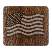 Planche À Découper Drapeau USA en cuir (Devant)