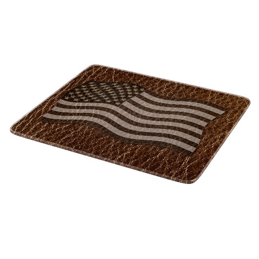 Planche À Découper Drapeau USA en cuir (Coin)