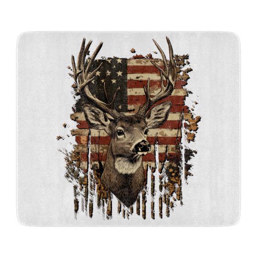 Planche À Découper Drapeau USA Saison Cerf, Buck (Devant)