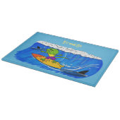 Planche À Découper Drôle caricature de surf de lézard au cou (Coin)