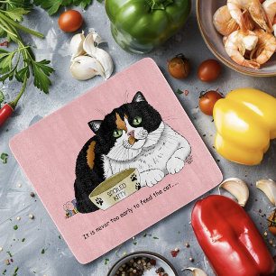 Planche À Découper Drôle Chat Tacheté Gâté Nourrir Rose
