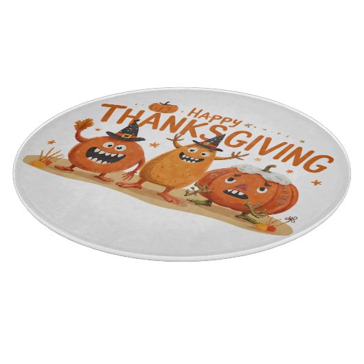 Planche À Découper Drôle Citrouilles de Thanksgiving en Casquette sor (Coin)