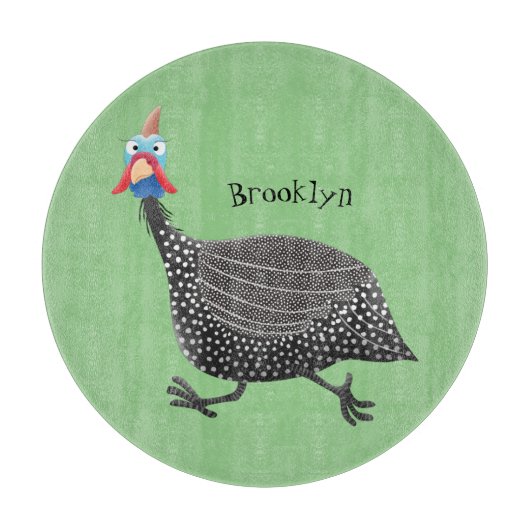 Planche À Découper Drôle dessin animé d'oiseau de Guineafowl (Devant)