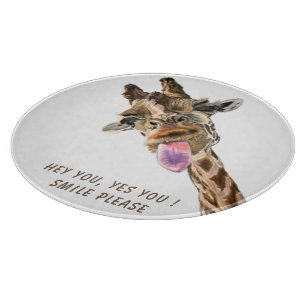 Planche À Découper Drôle Giraffe Tongue Out Playful Cutboard