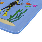 Planche À Découper Drôle plongeur et poisson mer créatures dessin ani (Coin)