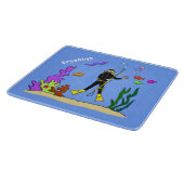 Planche À Découper Drôle plongeur et poisson mer créatures dessin ani (Coin)