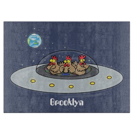 Planche À Découper Drôle poule dans l'espace dessin animé (Devant)
