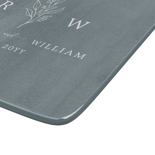 Planche À Découper Dusty Blue Floral manuscrit Script nouvellement ma (Coin)