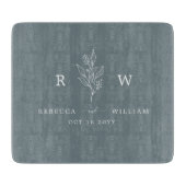 Planche À Découper Dusty Blue Floral manuscrit Script nouvellement ma (Devant)