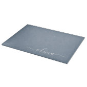 Planche À Découper Dusty Blue minimaliste moderne Monogramme élégant (Coin)