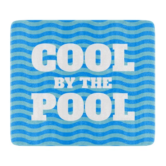 Planche À Découper Eau de piscine bleue cool lignes ondulées fines su (Devant)