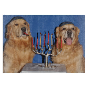 Planche À Découper Éclairage de Hanoukka Menorah de golden retriever