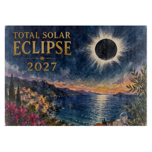 Planche À Découper Éclipse solaire totale 2027 Méditerranée (Devant)