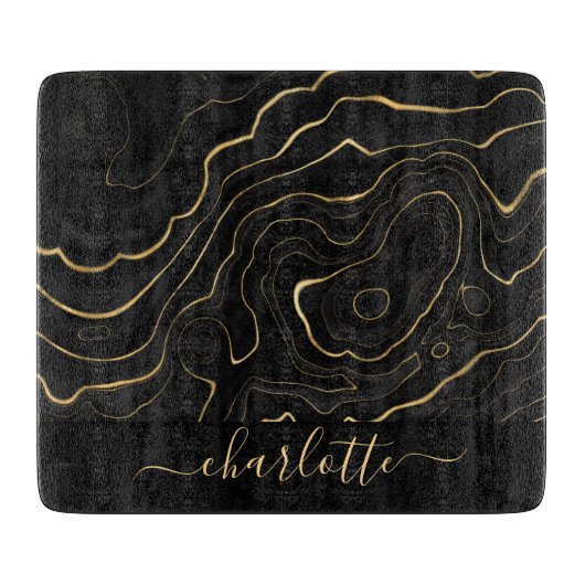 Planche À Découper Écriture de nom de pierre en marbre noir (Devant)