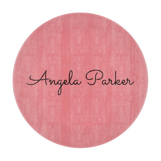 Planche À Découper Écriture manuscrite Nom professionnel simple rose (Devant)