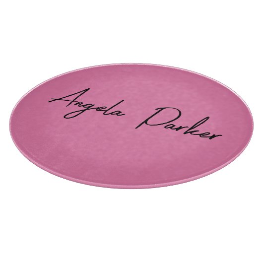 Planche À Découper Écriture manuscrite Nom professionnel simple rose (Coin)