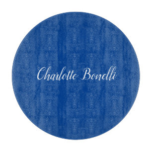 Planche À Découper Écriture professionnelle minimaliste Nom bleu