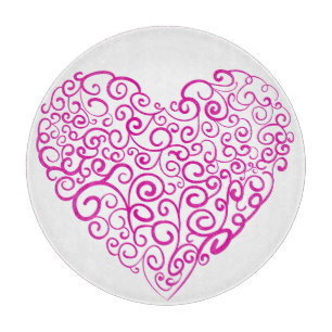 Planche À Découper Écriture spirale coeur rose pour la Saint Valentin