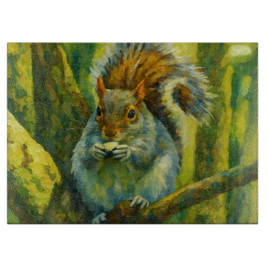 Planche À Découper Écureuil impressionniste dans le feuillage foresti (Devant)