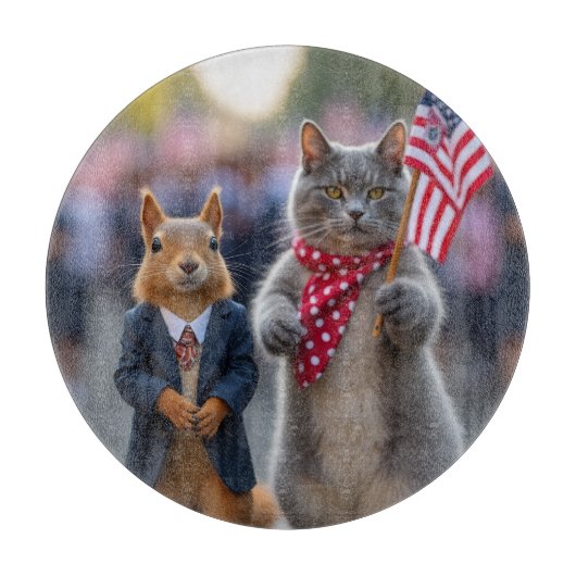 Planche À Découper Écureuil patriotique et chat (Devant)