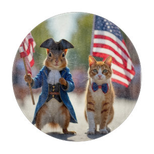 Planche À Découper Écureuil patriotique et chat