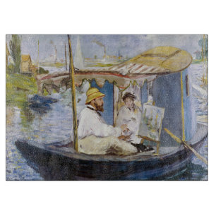 Planche À Découper Edouard Manet - Monet dans son bateau-atelier