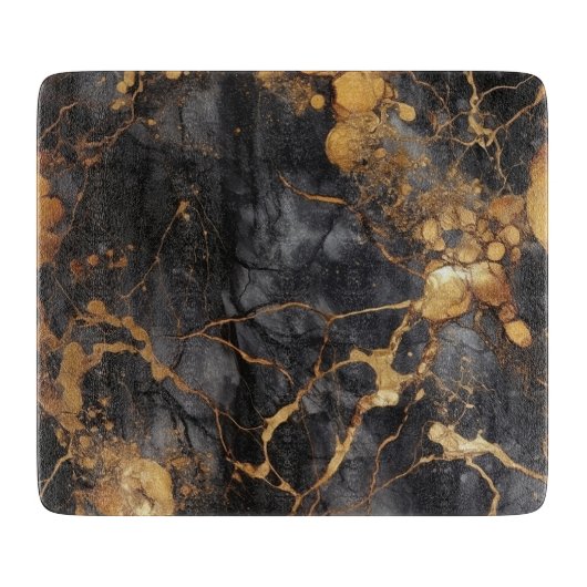 Planche À Découper Effet brillant en marbre noir et or (Devant)