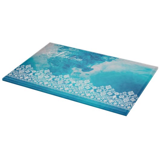 Planche À Découper Effet dentelle de Shalom sur Blue Challah (Coin)