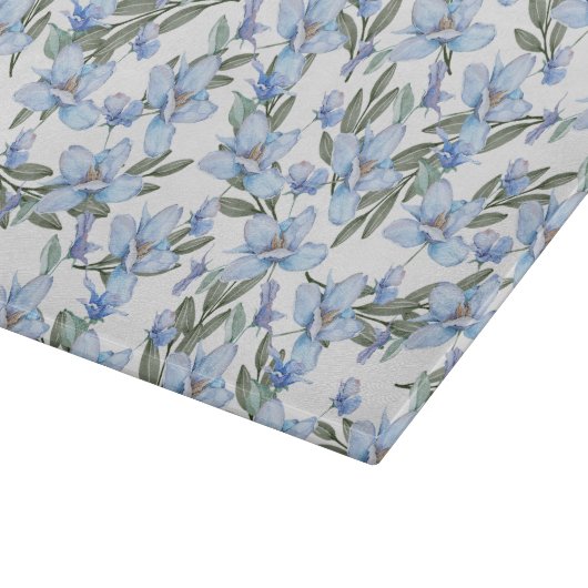 Planche À Découper Élégance claire : Bleu transparent et végétal vert (Coin)