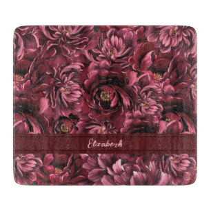 Planche À Découper Élégance des fleurs bordeaux