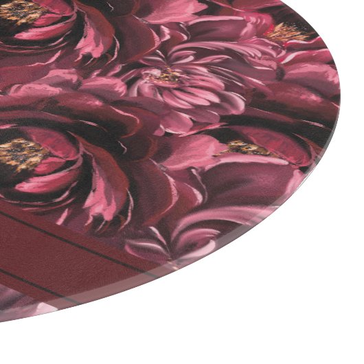 Planche À Découper Élégance des fleurs bordeaux (Coin)