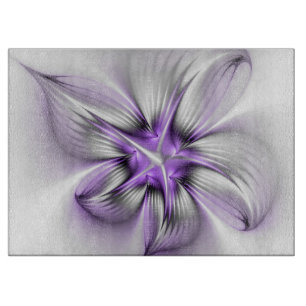 Planche À Découper Élégance florale Art fractal violet abstrait moder