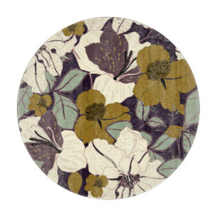 Planche À Découper Élégance florale, motif vintage.