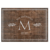 Planche À Découper Élégance rustique Monogramme Faux Wood (Devant)