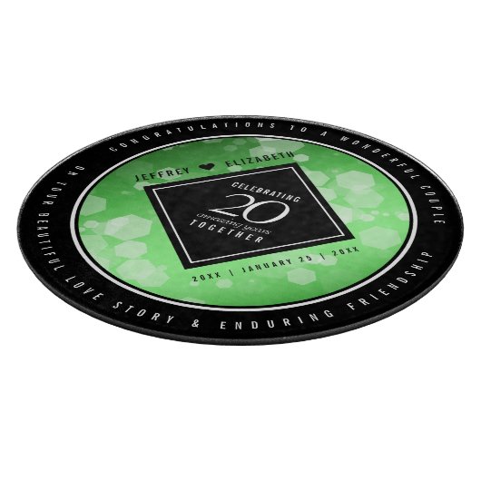 Planche À Découper Élégant 20e anniversaire de Mariage d'émeraude (Coin)