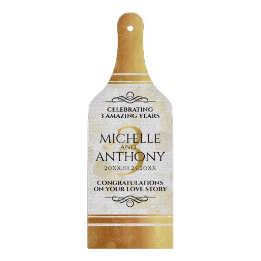 Planche À Découper Élégant 3ème anniversaire de Mariage en cuir (Devant)