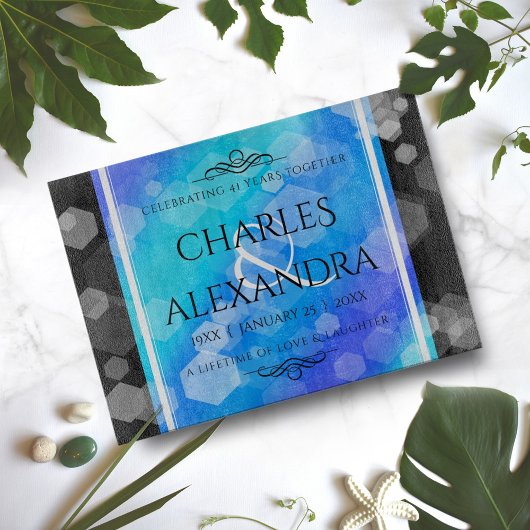 Planche À Découper Élégant 41ème anniversaire Mariage de Topaz Bleu