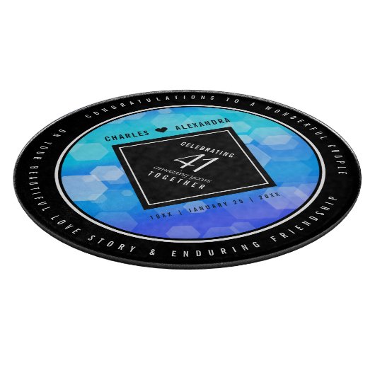 Planche À Découper Élégant 41ème anniversaire Mariage de Topaz Bleu (Coin)