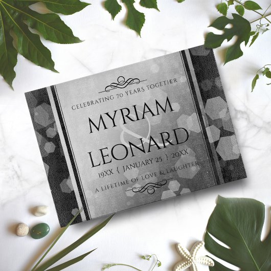 Planche À Découper Élégant 70e anniversaire de Mariage Platinum