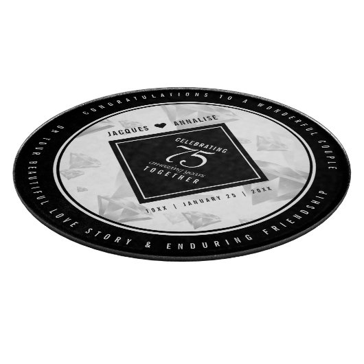 Planche À Découper Élégant 75e anniversaire de Mariage de diamant (Coin)