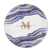 Planche À Découper Élégant Agate en marbre violet Monogramme (Devant)