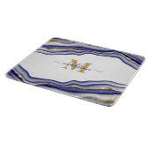 Planche À Découper Élégant Agate en marbre violet Monogramme (Coin)