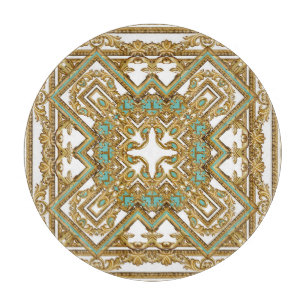 Planche À Découper Elégant baroque doré, design ornemental.