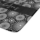 Planche À Découper Elegant Black White Geometric Starburst Name (Coin)