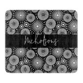 Planche À Découper Elegant Black White Geometric Starburst Name (Devant)