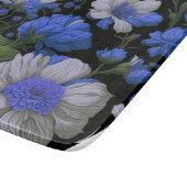 Planche À Découper Elégant bleu argenté blanc élégant floral rétro (Coin)