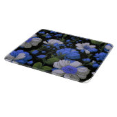 Planche À Découper Elégant bleu argenté blanc élégant floral rétro (Coin)