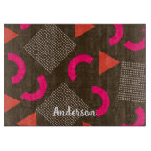Planche À Découper Elegant Brown Orange Geometric Personalized Name  (Devant)