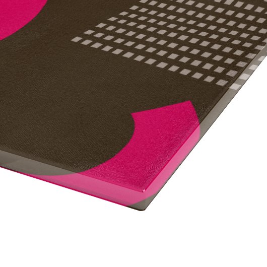 Planche À Découper Elegant Brown Orange Geometric Personalized Name  (Coin)