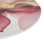 Planche À Découper Elegant Burgundy and Gold Watercolor Art (Coin)